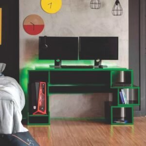 Escritorio Gamer 140 cm Negro/Verde Innovaciones Lumik