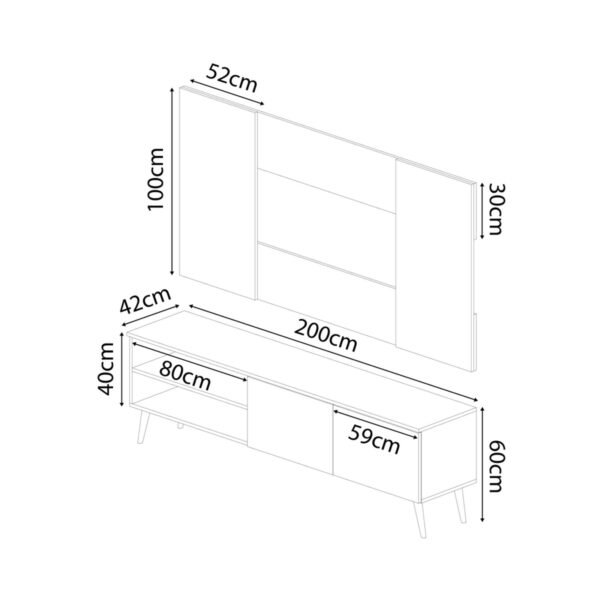 Centro de TV 200 cm Blanco – Innovaciones Lumik