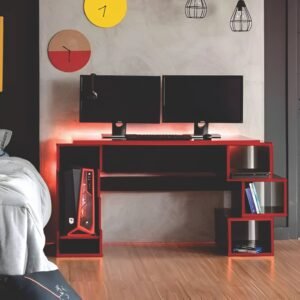 Escritorio Gamer 140 cm Negro/Rojo Innovaciones Lumik