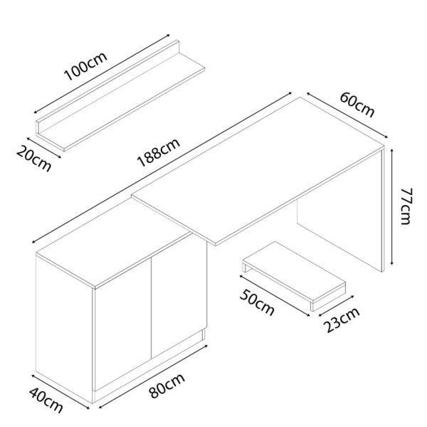 Escritorio Oficina ZB01 188cm Blanco