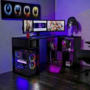 Escritorio Gamer 133 x 80 cm Negro Innovaciones Lumik