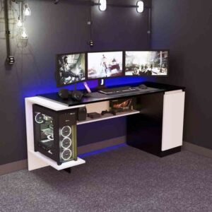 Escritorio Gamer 140 cm Negro/Blanco Innovaciones Lumik