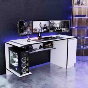 Escritorio Gamer 140 cm Blanco/Negro Innovaciones Lumik