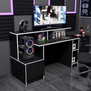 Escritorio Gamer 150 cm Negro/Blanco Innovaciones Lumik