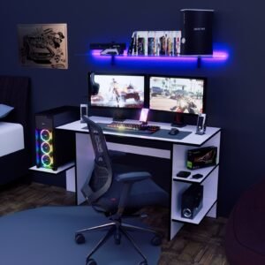 Escritorio Gamer 136 cm Blanco/Negro Innovaciones Lumik