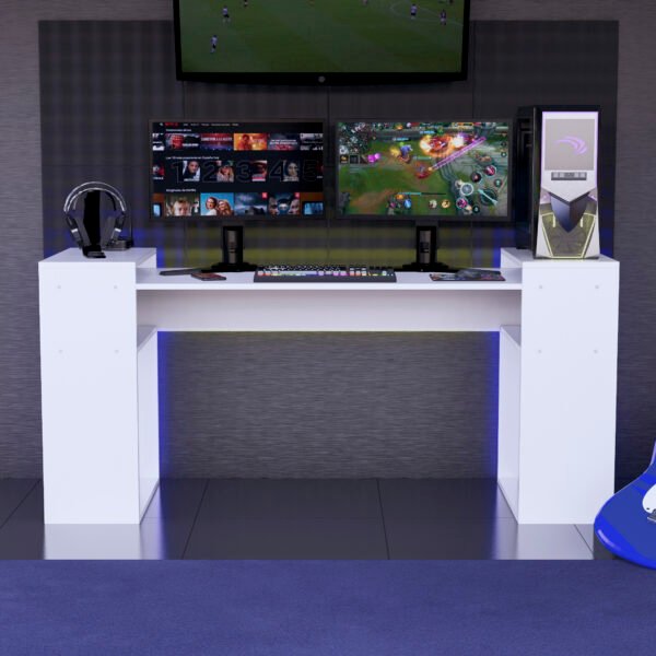 Escritorio Gamer 180 cm Blanco Innovaciones Lumik