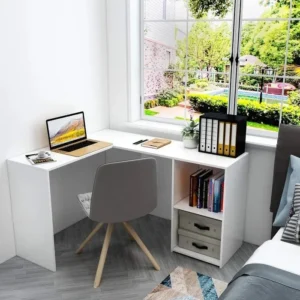 Escritorio de Oficina en L 108x135 cm Blanco Innovaciones Lumik