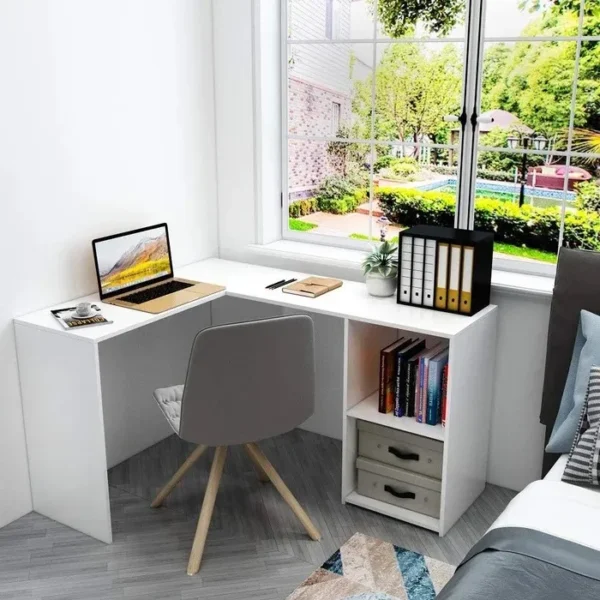 Escritorio de Oficina en L 108x135 cm Blanco Innovaciones Lumik