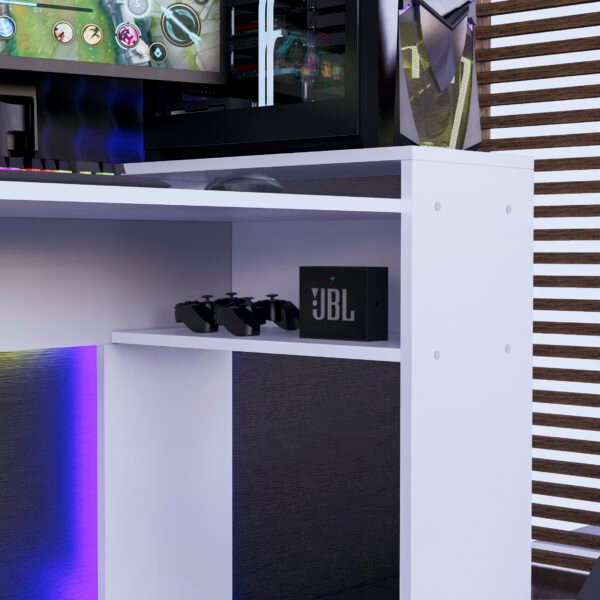 Escritorio Gamer 180 cm Blanco Innovaciones Lumik