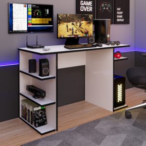 Escritorio Gamer 120 cm Blanco/Negro Innovaciones Lumik