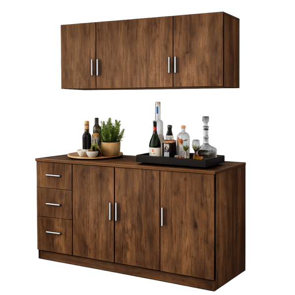 Aparador de Cocina 150 cm con Gabinete Aéreo – Mobiliario Profesional en Melamina | Innovaciones Lumik