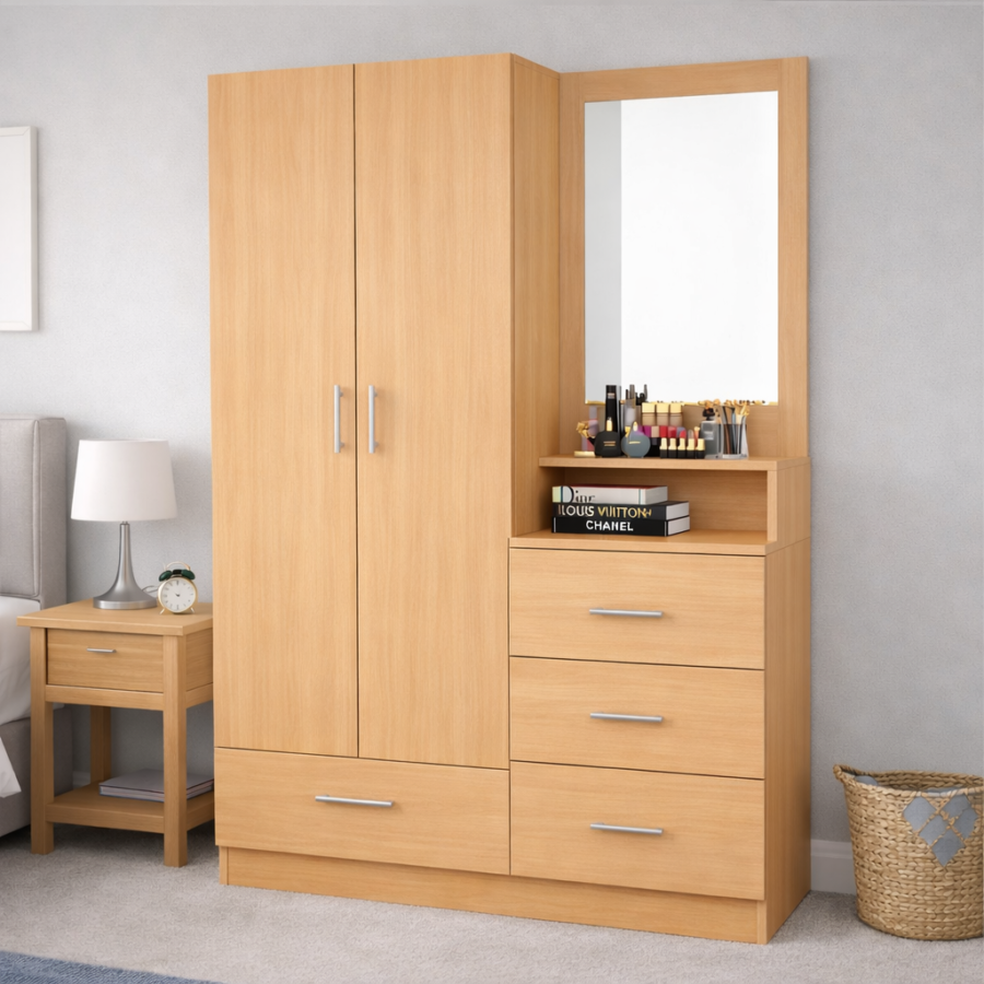 Ropero Moderno 180 cm con Espejo y Cajones – Mueble Organizador de Dormitorio | Innovaciones Lumik