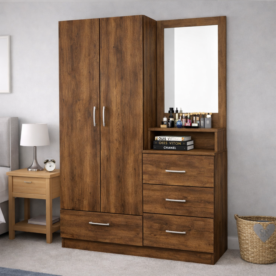 Ropero Moderno 180 cm con Espejo y Cajones – Mueble Organizador de Dormitorio | Innovaciones Lumik