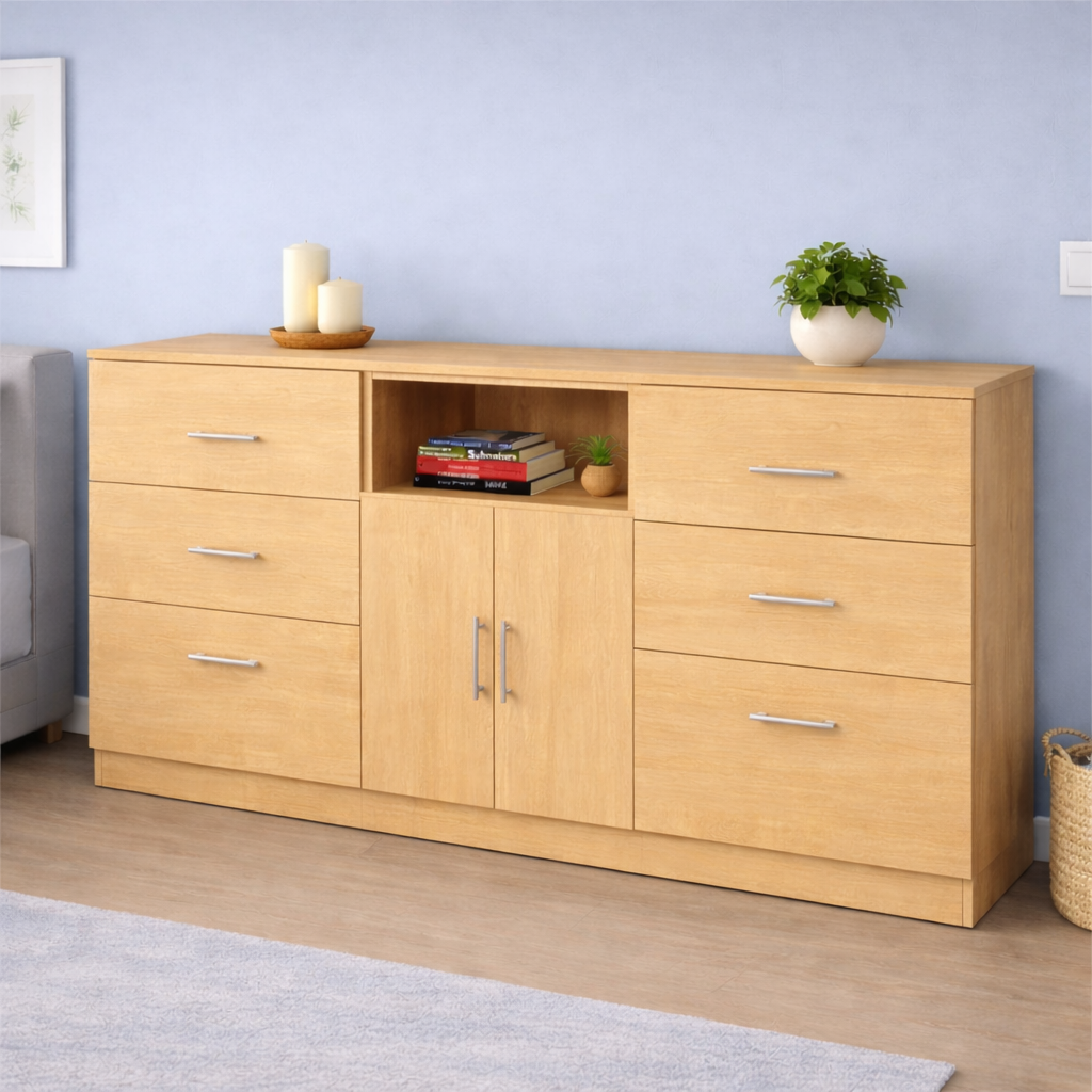 Cómoda Aparador 170 cm con Cajones y Compartimientos – Mobiliario de Almacenamiento Profesional | Innovaciones Lumik