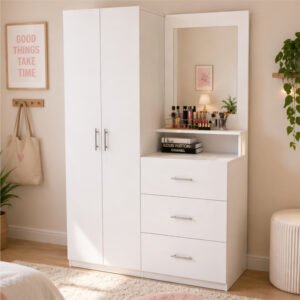 Ropero Blanco 180 cm con Tocador y Cajones – Closet Organizador para Dormitorio | Innovaciones Lumik
