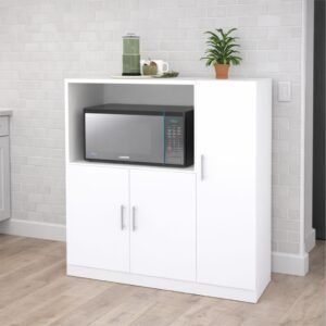 Mueble Organizador de Cocina 100 cm con Espacio para Microondas – Alacena Blanca | Innovaciones Lumik