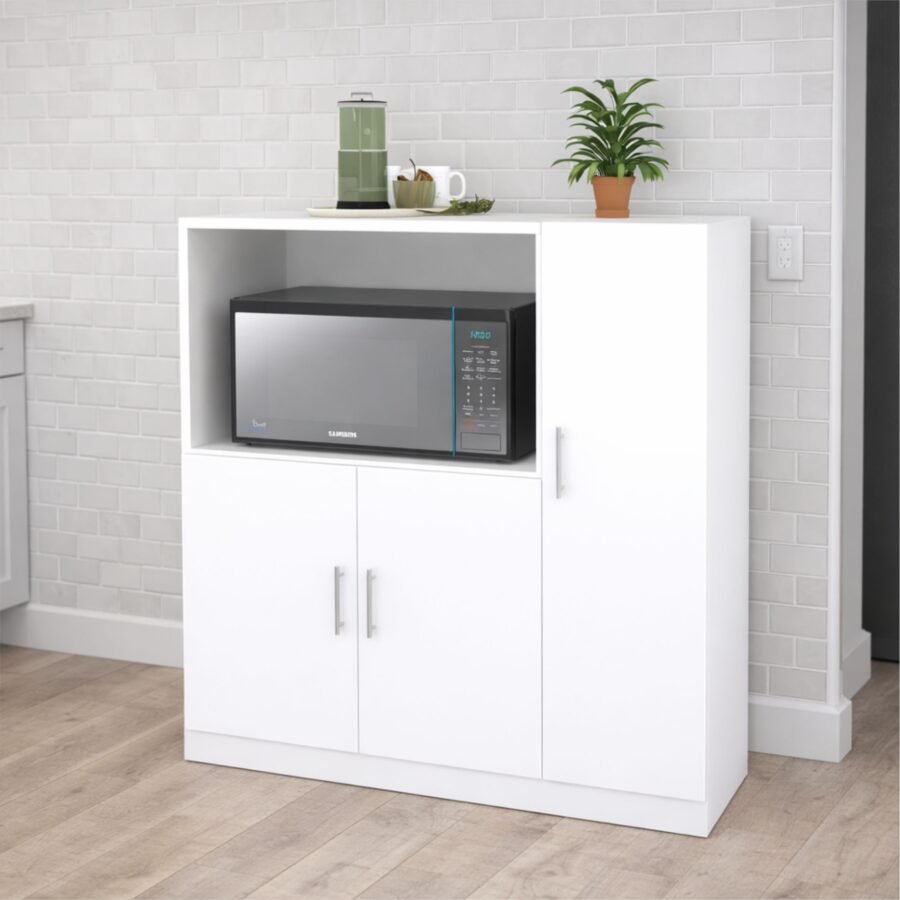 Mueble Organizador de Cocina 100 cm con Espacio para Microondas – Alacena Blanca | Innovaciones Lumik
