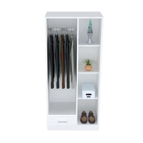 Ropero Blanco 180 cm con Estantes Laterales y Cajón – Closet Organizador | Innovaciones Lumik