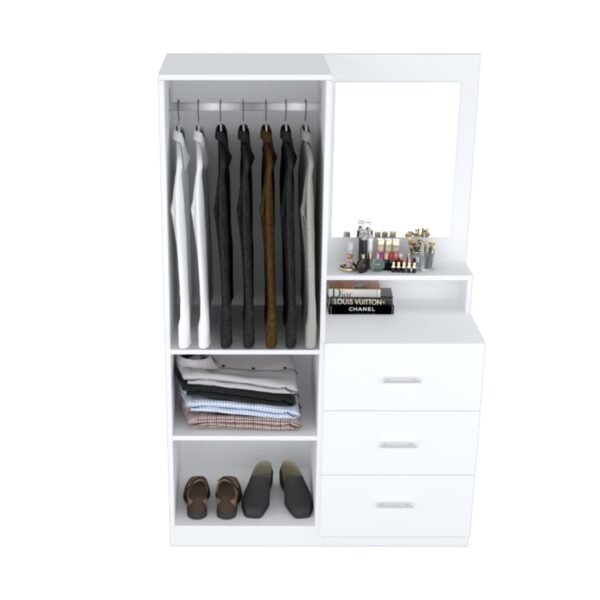 Ropero Blanco 180 cm con Tocador y Cajones – Closet Organizador para Dormitorio | Innovaciones Lumik