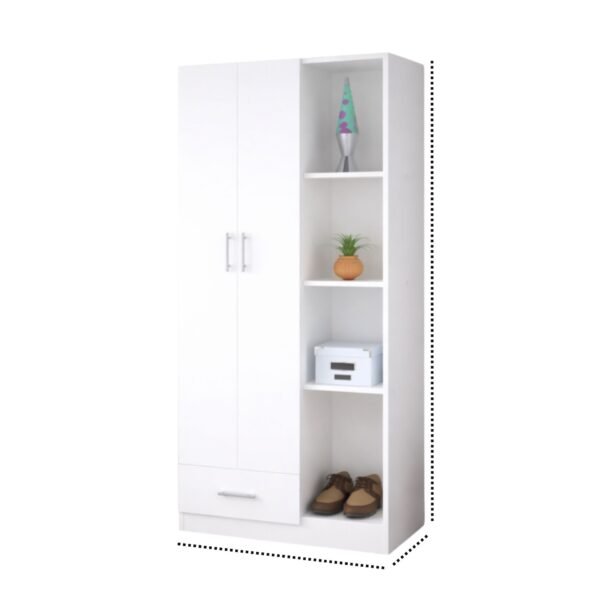 Ropero Blanco 180 cm con Estantes Laterales y Cajón – Closet Organizador | Innovaciones Lumik