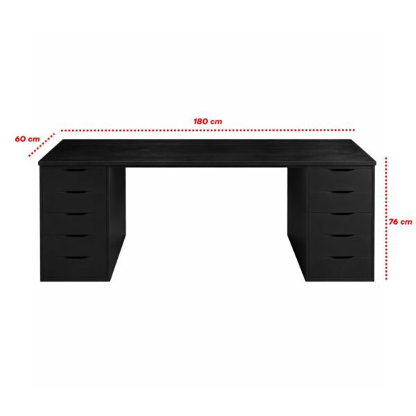 Escritorio Gamer de Melamina 180 cm con Cajones y Tablero 36 mm Negro | Innovaciones Lumik