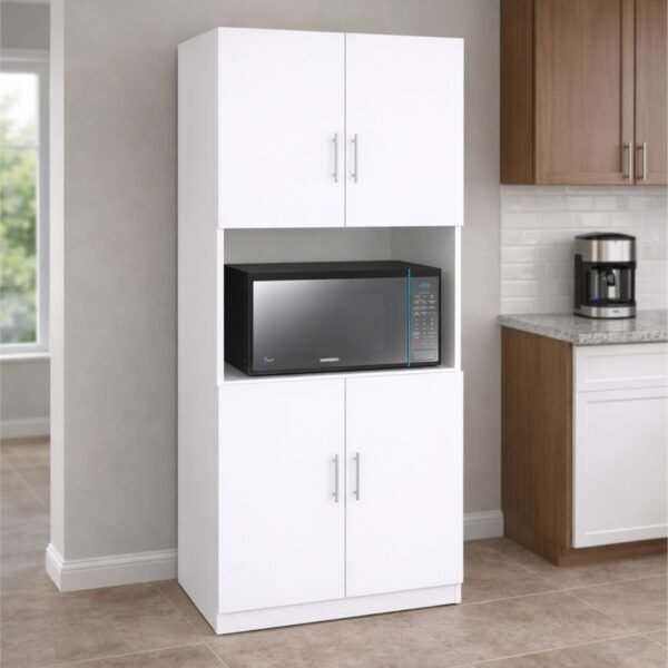 Mueble Organizador de Cocina 160 cm con Espacio para Microondas – Alacena Blanca | Innovaciones Lumik