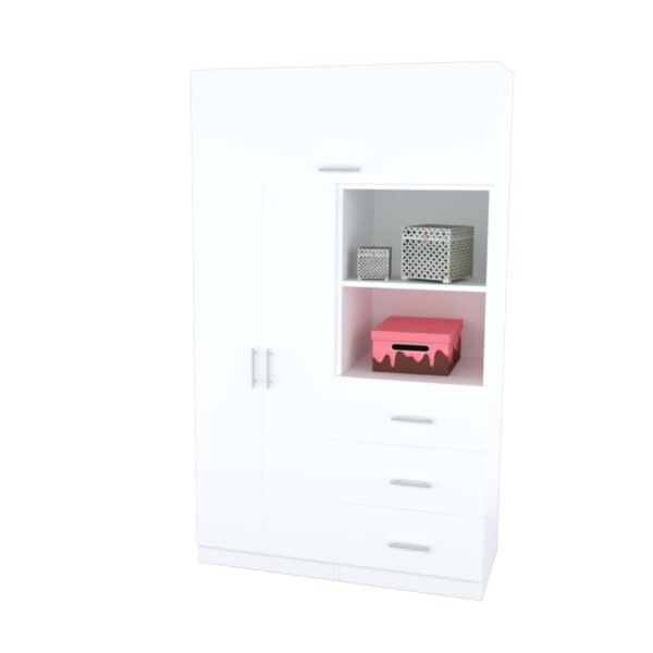 Ropero Blanco 180 cm con Cajones y Compartimiento – Organizador de Dormitorio | Innovaciones Lumik