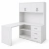 Escritorio en L Blanco con Estantes, Puertas y Cajones | Innovaciones Lumik
