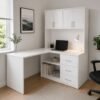 Escritorio en L Blanco con Estantes, Puertas y Cajones | Innovaciones Lumik