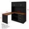 Escritorio en L con Estante Negro y Madera | Innovaciones Lumik