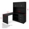Escritorio en L Negro con Estante, Puertas y Cajones | Innovaciones Lumik