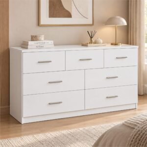 Cómoda Blanca de 7 Cajones 140 cm | Innovaciones Lumik