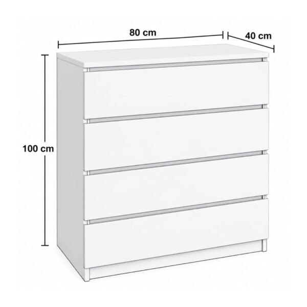 Cómoda Blanca de 4 Cajones 80 cm | Innovaciones Lumik