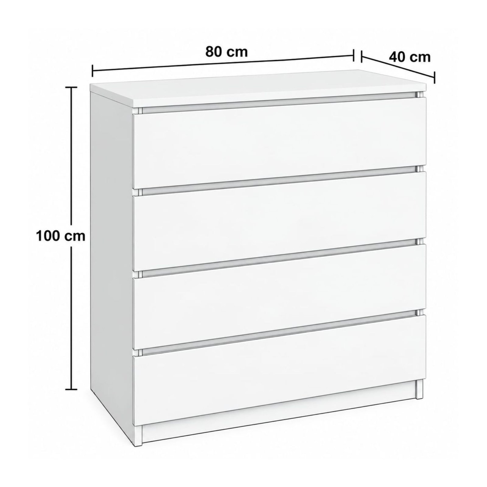 Cómoda Blanca de 4 Cajones 80 cm | Innovaciones Lumik - Imagen 2