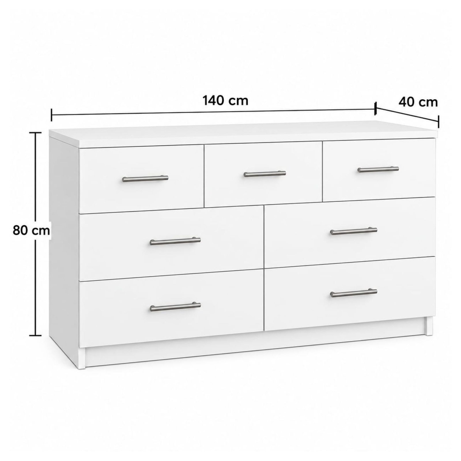 Cómoda Blanca de 7 Cajones 140 cm | Innovaciones Lumik - Imagen 2