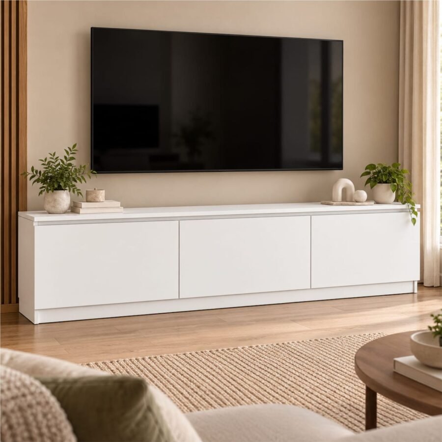 Mueble para TV Blanco con 3 Puertas 180 cm | Innovaciones Lumik