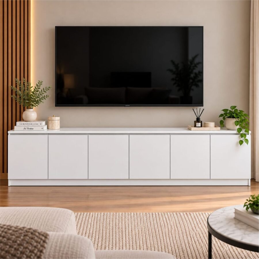 Mueble para TV Blanco de 6 Puertas 180 cm | Innovaciones Lumik